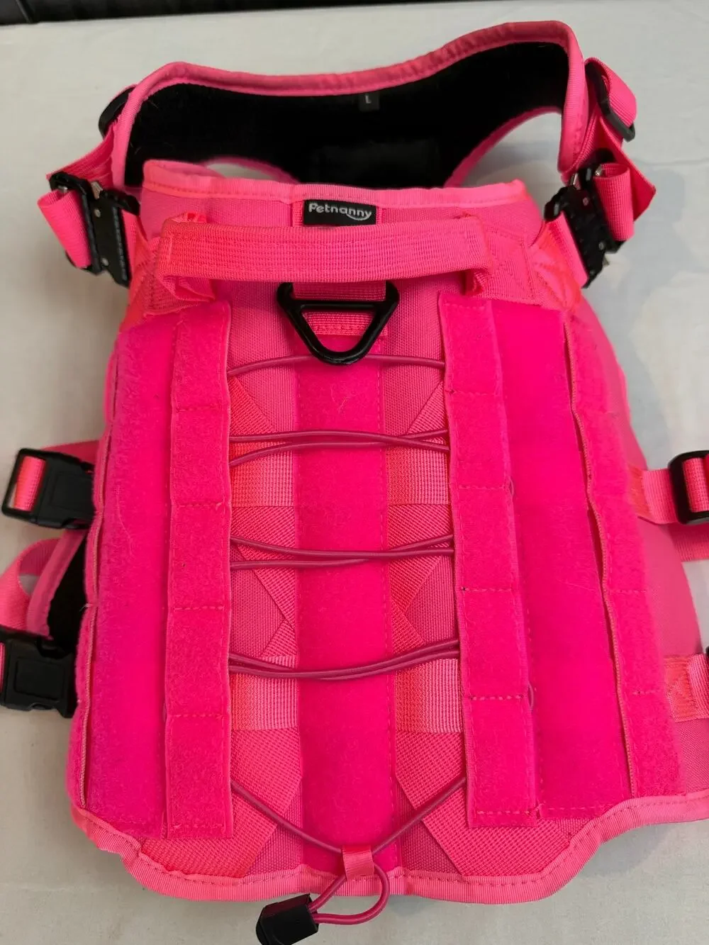 Petnanny Tactical Dog Harness Pink Adjustable No Pull Service Vest Size Large